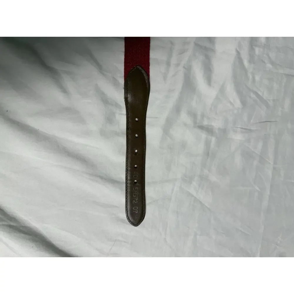 Canterbury Argyle Ribbon Club Belt Mens Size 40 Red Preppy Ivy Leather Tab